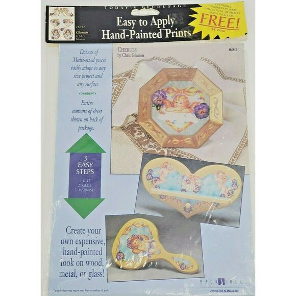 Cherub Angels Decoupage Hand painted Prints by Chris Gleaton Vintage 90s 16032 - Picture 2 of 7